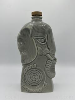 Collectible Jim Beam Gray Ceramic Elephant Liquor Decanter/Ashtray