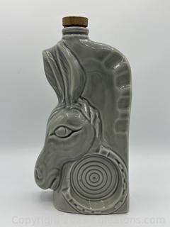 Collectible Jim Beam Gray Ceramic Donkey Liquor Decanter/Ashtray
