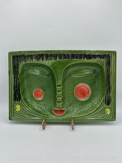 Rare Art Deco Green Ceramic Ashtray