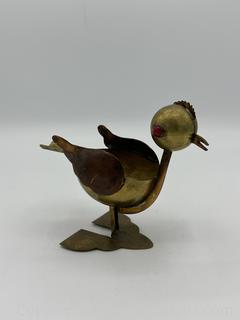 Vintage Brass and Copper Bird Ashtray Figurine 