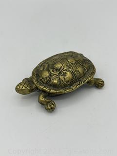 Antique Brass Turtle Trinket Box with Lid 