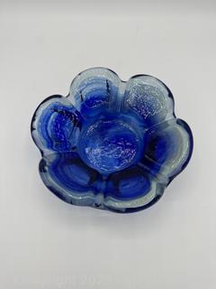 Blown Glass Flower Ashtray/Candle Holder