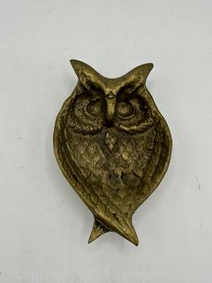 Vintage Brass Owl Ashtray/Trinket Dish