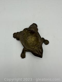 Vintage Solid Brass Frog Ashtray/Trinket Dish
