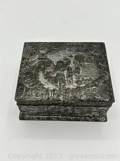 Exquisite Brass Repousse Relief Tobacco Box