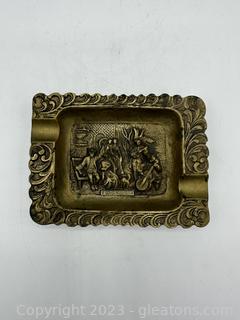 Antique Brass Ashtray Band Playing Music 