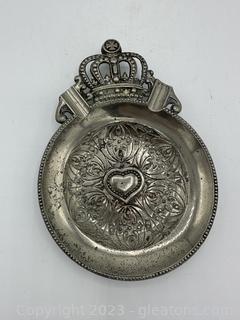 Silver Heart Crown Ashtray 
