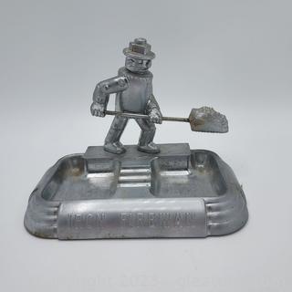 Antique Iron Fireman Ashtray by Advanced Product, Cleveland , OH 