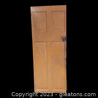 Antique 4 Panel Interior Door with Original Working Door Knob 