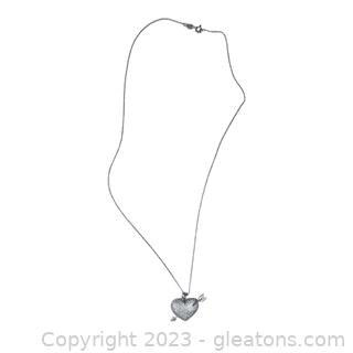 Sterling Silver Cubic Zirconia Heart & Arrow Necklace