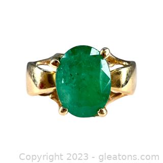 14kt Yellow Gold Emerald Solitaire Ring