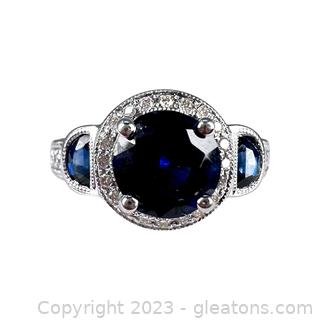 14kt White Gold Sapphire & Diamond Ring