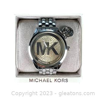 Unauthenticated Michael Kors Silver-Toned Watch with Crystal Accents