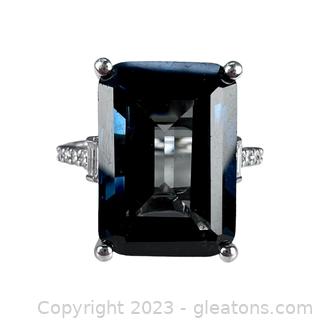 14kt White Gold "Effy" London Blue Topaz & Diamond Ring