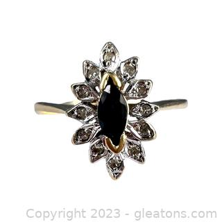 14kt Yellow Gold Sapphire & Diamond Ring