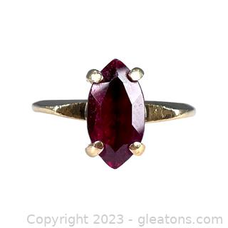 14kt Yellow Gold Lab Created Ruby Solitaire Ring