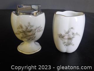 Elegant Rosenthal “Colonial Rose”  Table Cigarette Lighter and Holder