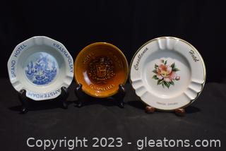 Ash Trays from Grand Hotel Krasnapolsky Amsterdam - Casablanca Hotel Grimsby Ontario and a Trinket Dish Hotel Plaza Bruxelles 