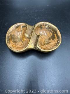 Rare Stangl Pottery 1954 Granada Ashtray Hand Painted 22K Gold 