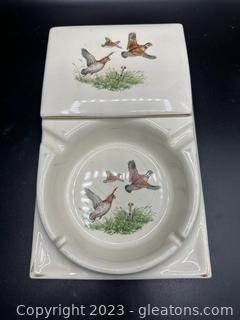 Collectors Salem Editions Quail & Duck Ashtray & Trinket/Cigarette Storage 