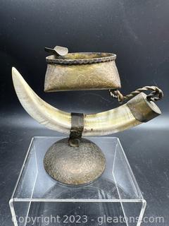 Unique Brass & Horn Ashtray 