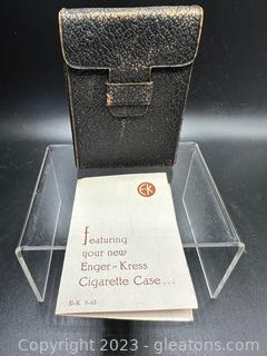 Genuine Leather Enger-Kress Cigarette Case w/Original Informational Manual 