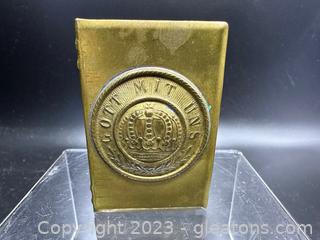 Imperial Brass Match Box Cover featuring a Crown, & Golt Mit Uns on Front 