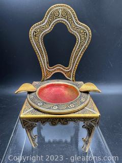 Miniature Brass Throne w/Flower detail Ashtray
