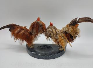 Rooster with Feathers Ashtray with 2 Rests 