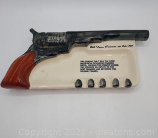 Ceramic Colt Texas Paterson 40 Cal 1950 Ashtray with Bullet Cigarette Rests