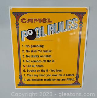 Camel Pool Rules Sign 