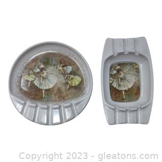 Pair of Beautiful Ballerina MCM Marlinware Ashtrays Patent D195,294