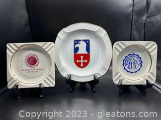 Hannah More Academy, University of Nevada, & The American College Ashtrays (Lot of 3) 