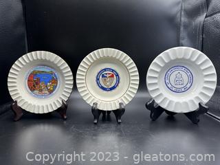 Collection of round ashtray’s featuring St. Louis University H.S., National Assoc of College stores, plus one more! 