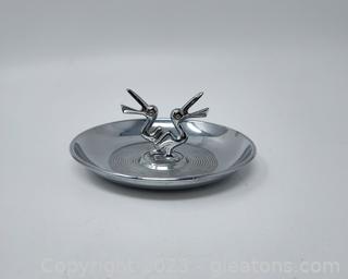 Chrome Art Deco Ashtray and Snuffer with Pelicans 