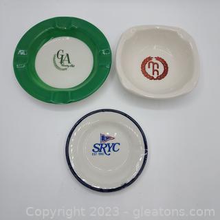 Collection of 3 Small Advertising Ashtrays 