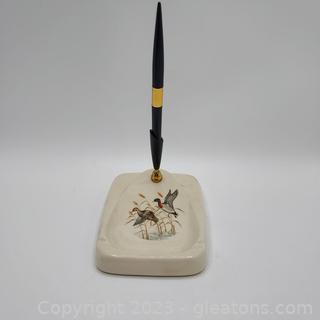 Ceramic Pen Holder/Ashtray with Duck Design 