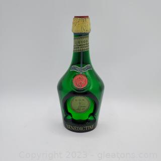 1960’s Dom Benedictine Liquor Thick Green Glass Ashtray 