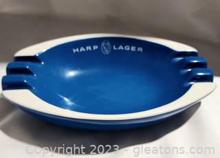 Harp Lager Blue Ceramic Ashtray with White Letters and Trim – Gresley Ware 