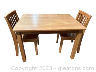 Kids' Precious Pottery Barn Blonde Wooden Table with 2 Chairs