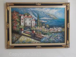Textured Oil on Canvas Seascape  In Beautiful Frame