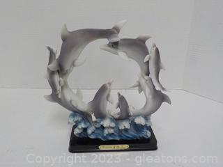 “Treasures of the Sea” Group of Dolphins Swimming in the Ocean Decor (1 piece)