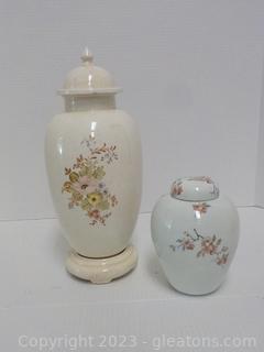 Two Ginger Jars: 1 Ceramic and 1 Porcelain