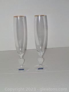 Stunning Pair of Marquis by Waterford Crystal Toasting Flutes
