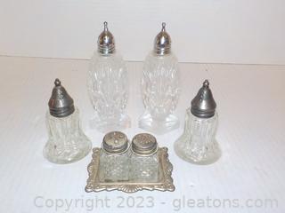 3 Pr. Of Crystal/Glass and Silverplate S&P Shakers 
