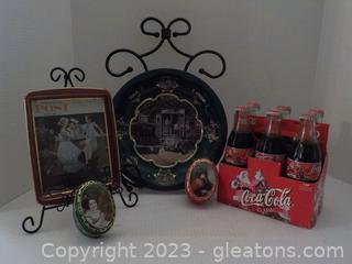 Coca-Cola Lot Featuring 6kg. 1998 Santa Coke Bottles and 4 Varied Tins (5pc.) 