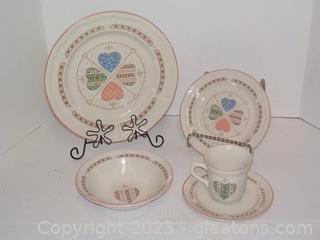 Set of Everyday Dishes-Tienshan Stoneware “Heartwarming” (40pc) Only 1 of each piece shown 