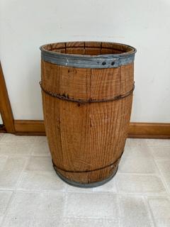 Vintage Banded Wooden Nail Barrel 
