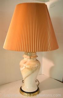 Mid Century Art Swirl Ginger Jar Lamp With Shade 