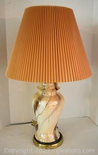 Mid Century Art Swirl Ginger Jar Lamp with Shade 